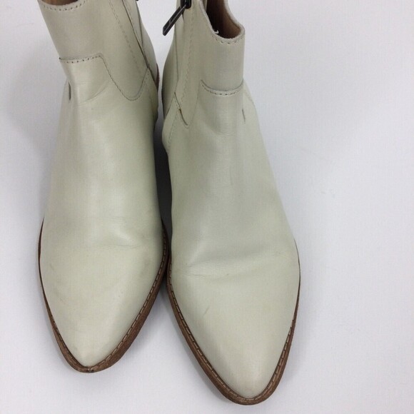Madewell Charley Leather Ankle Booties Boot western white K5308 sz 5.5 - Picture 8 of 12